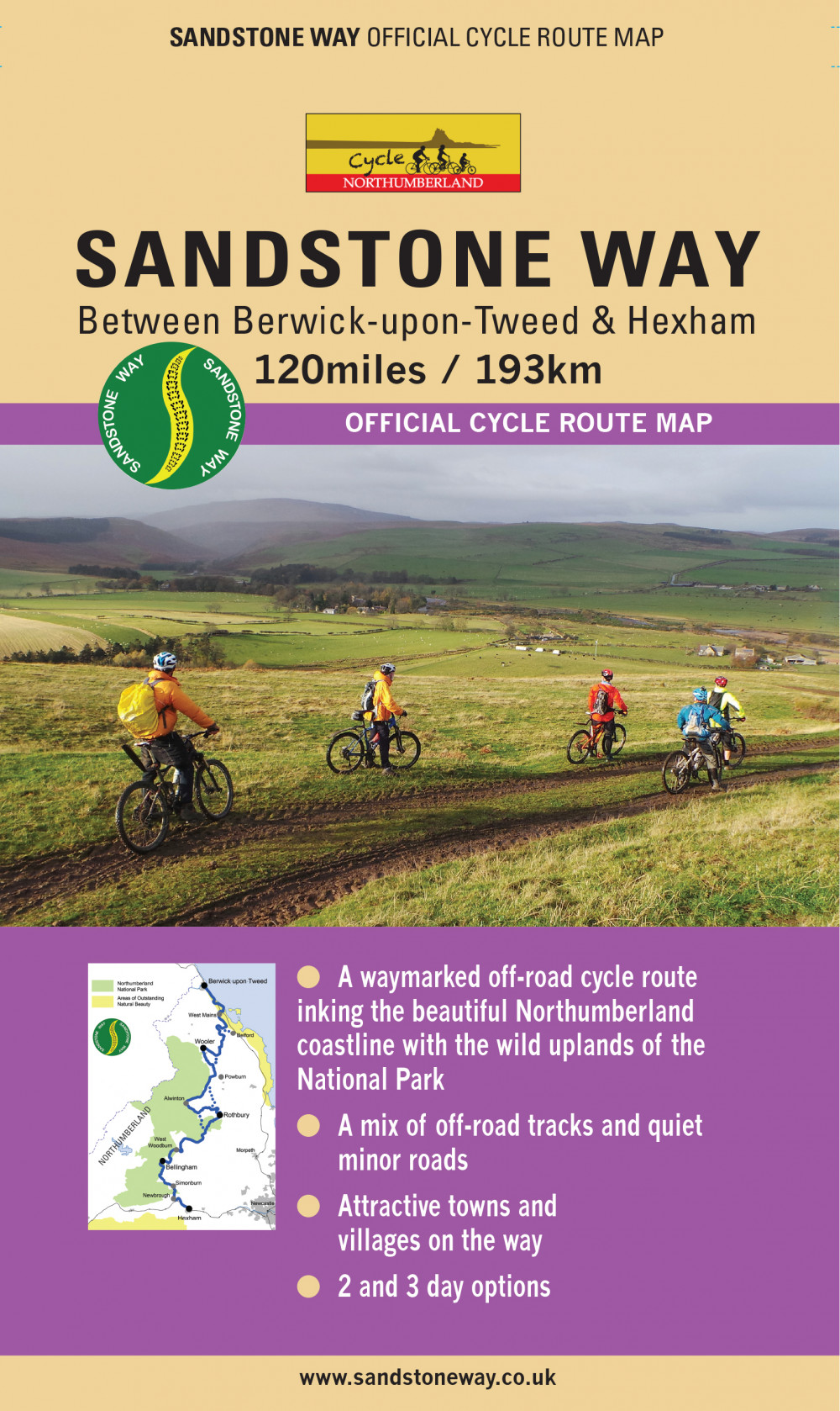Online bestellen: Fietskaart Sandstone Way - Northumberland Cycle Route Map | Northern Heritage Services