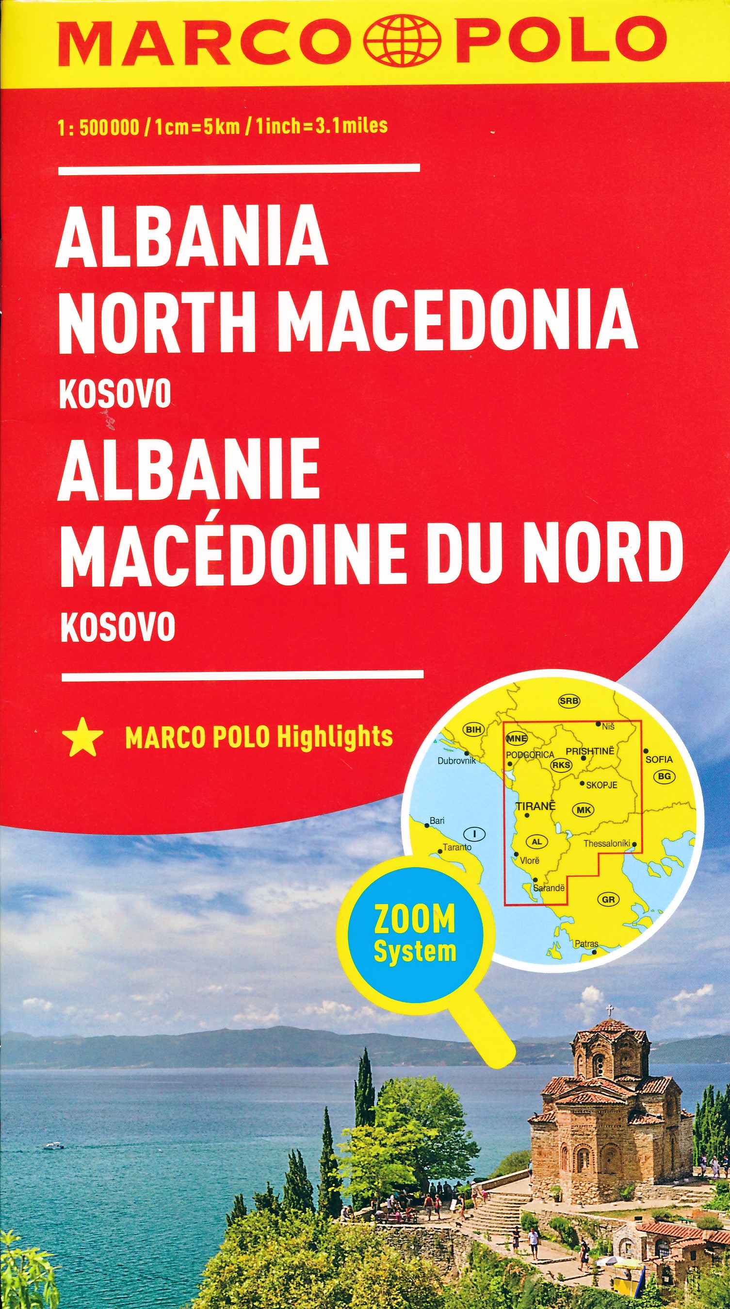 Online bestellen: Wegenkaart - landkaart Albanië - North Macedonia - Kosovo | Marco Polo