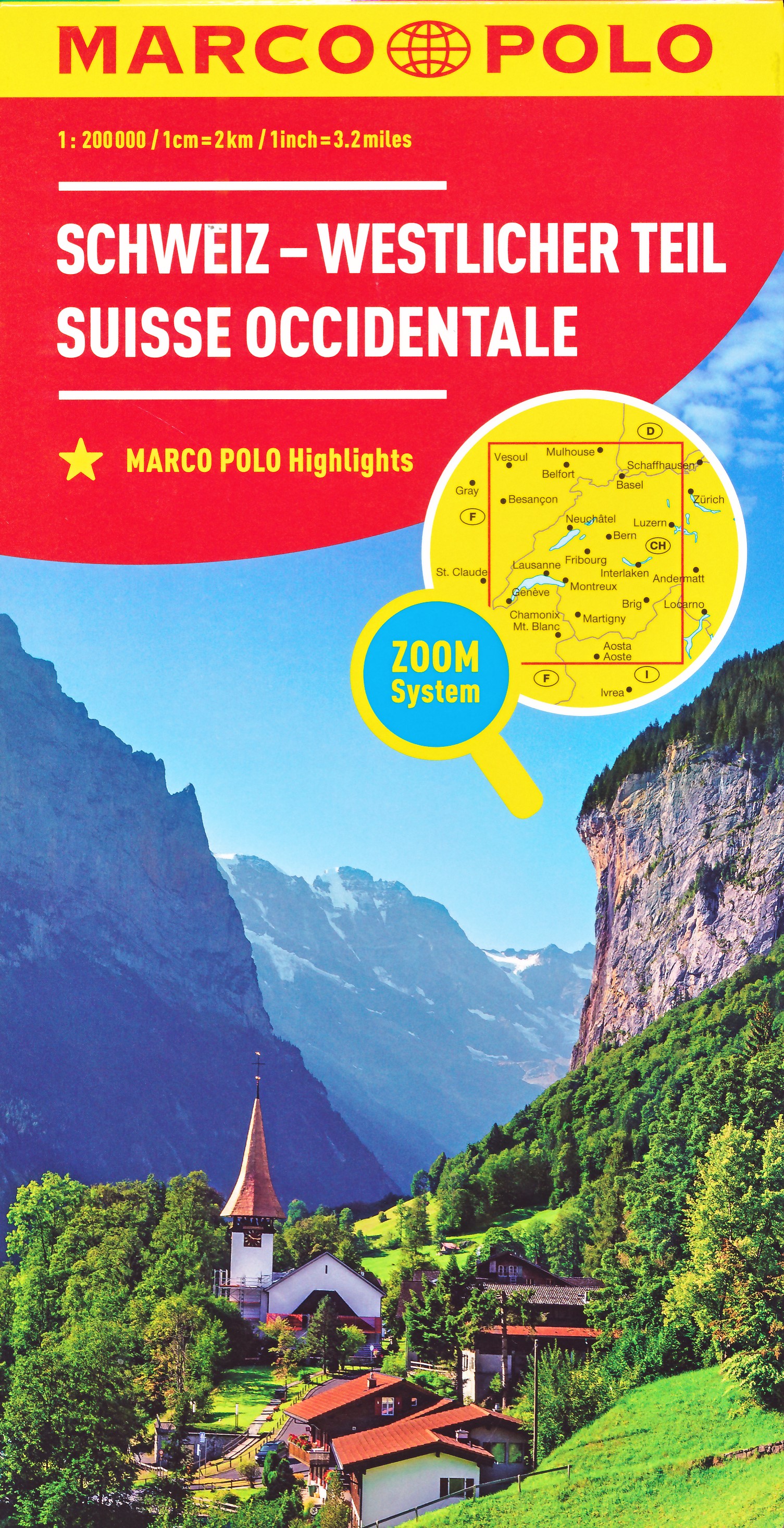 Online bestellen: Wegenkaart - landkaart Zwitserland - west | Marco Polo