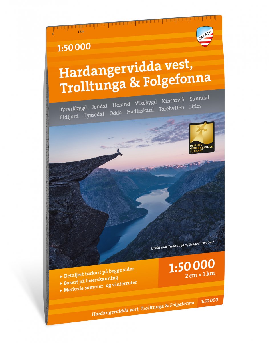 Online bestellen: Wandelkaart Turkart Hardangervidda vest - west, Trolltunga, Folgefonna | Calazo