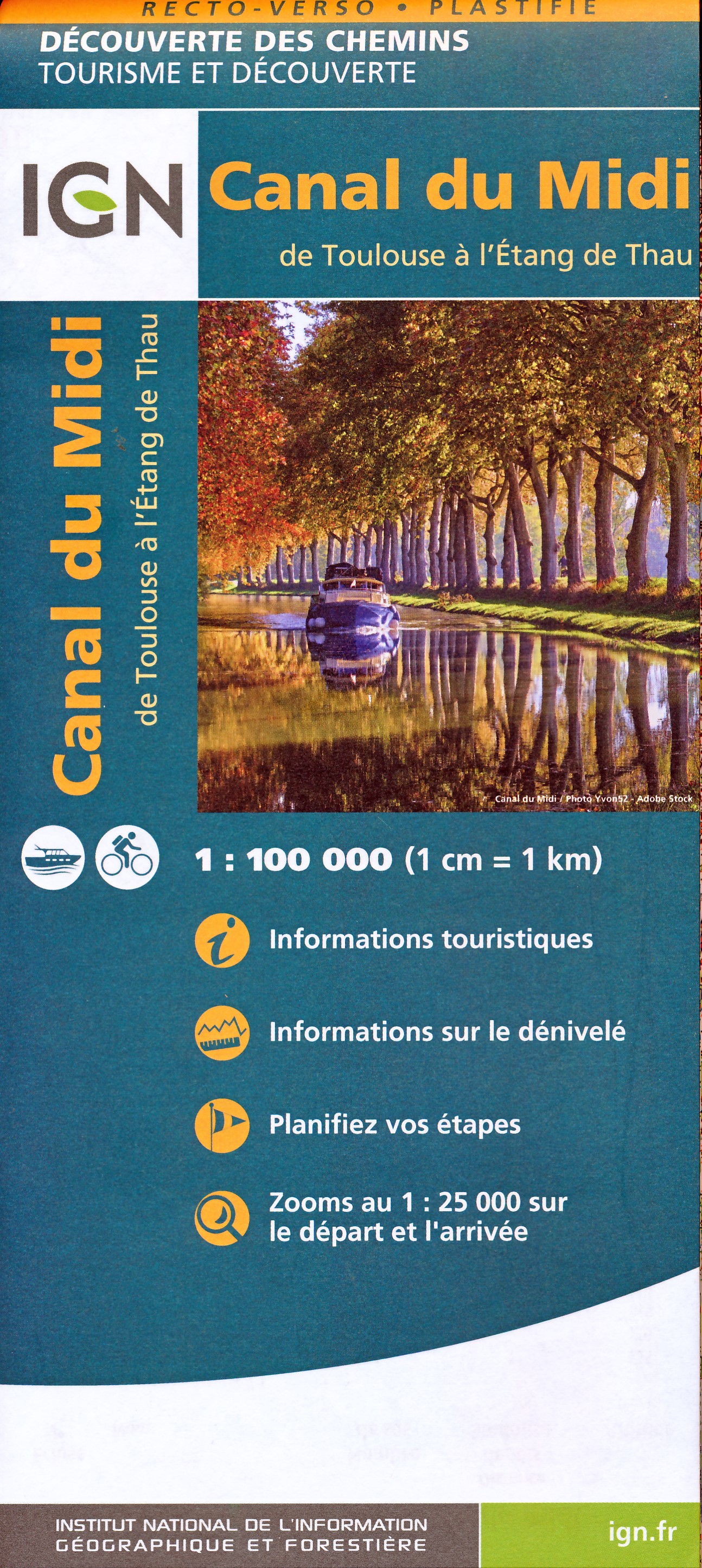 Online bestellen: Fietskaart Canal du Midi | IGN - Institut Géographique National