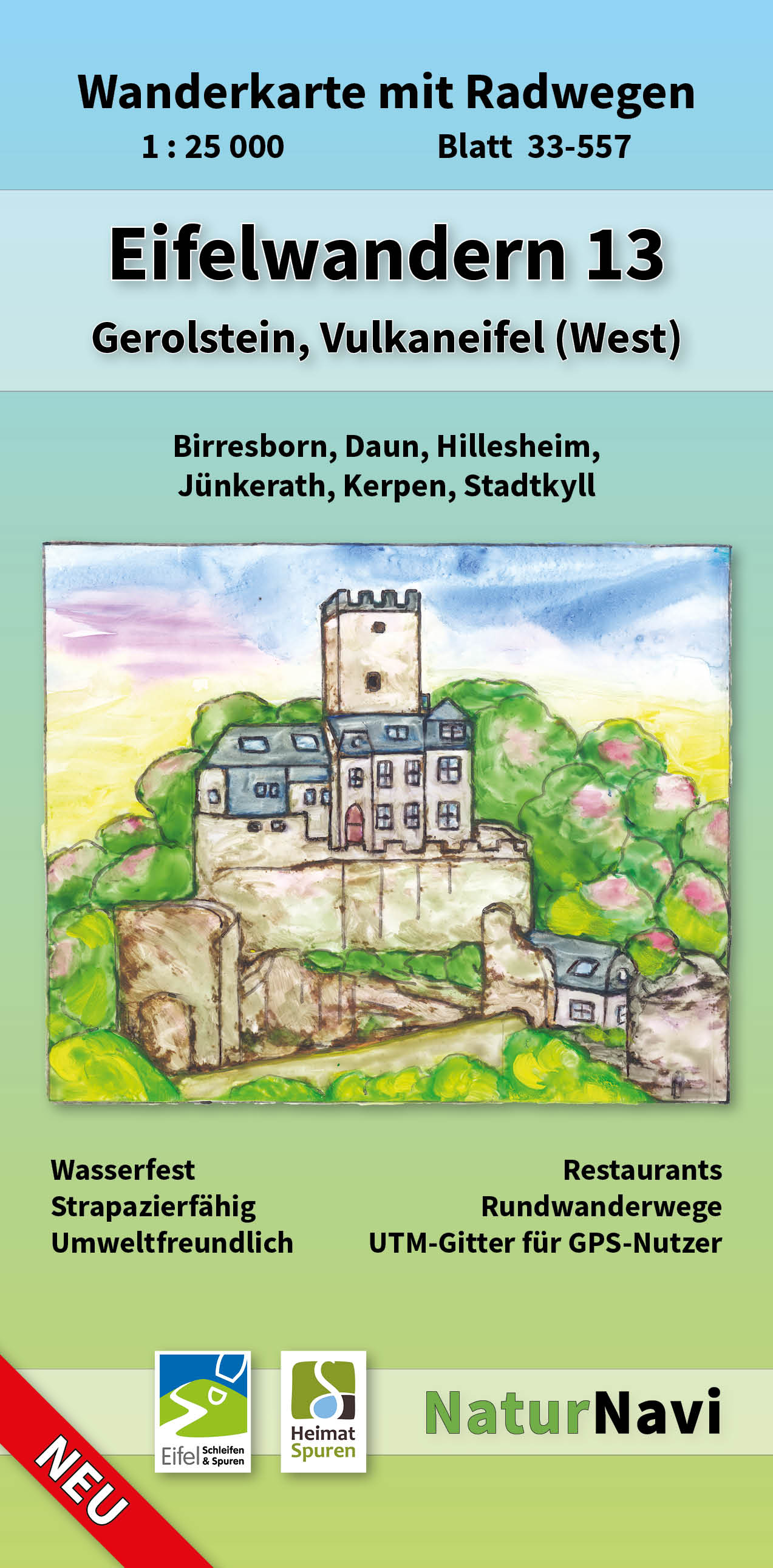 Online bestellen: Wandelkaart 33-557 Eifelwandern 13 Gerolstein, Vulkaneifel (West) | NaturNavi