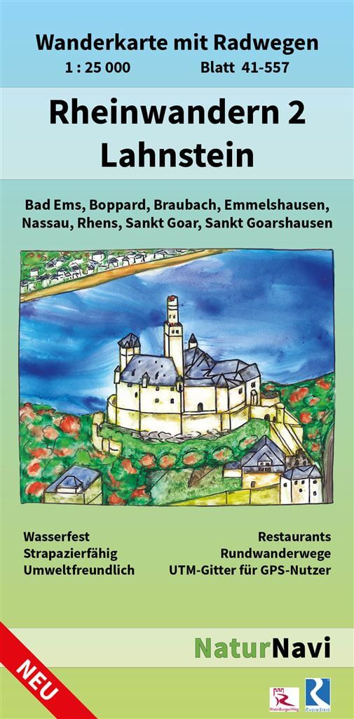 Online bestellen: Wandelkaart 41-557 Rheinwandern 2 Lahnstein | NaturNavi
