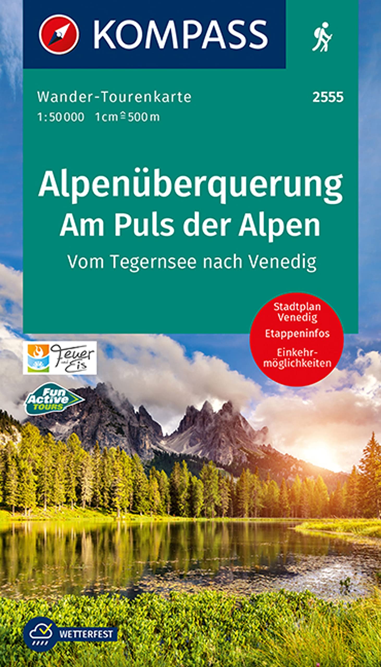 Online bestellen: Wandelkaart 2555 Alpenüberquerung, Am Puls der Alpen | Kompass