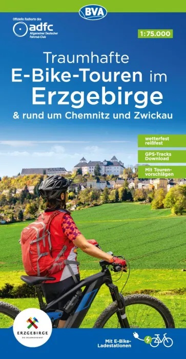 Online bestellen: Fietskaart ADFC Regionalkarte Traumhafte E-Bike-Touren im Erzgebirge | BVA BikeMedia