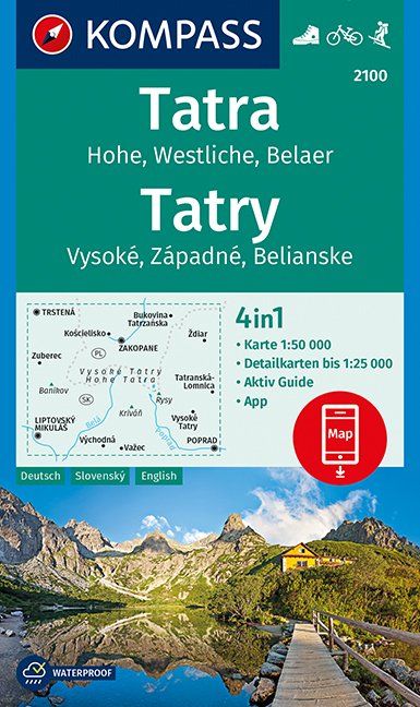 Online bestellen: Wandelkaart 2100 Tatra - Tatry | Kompass