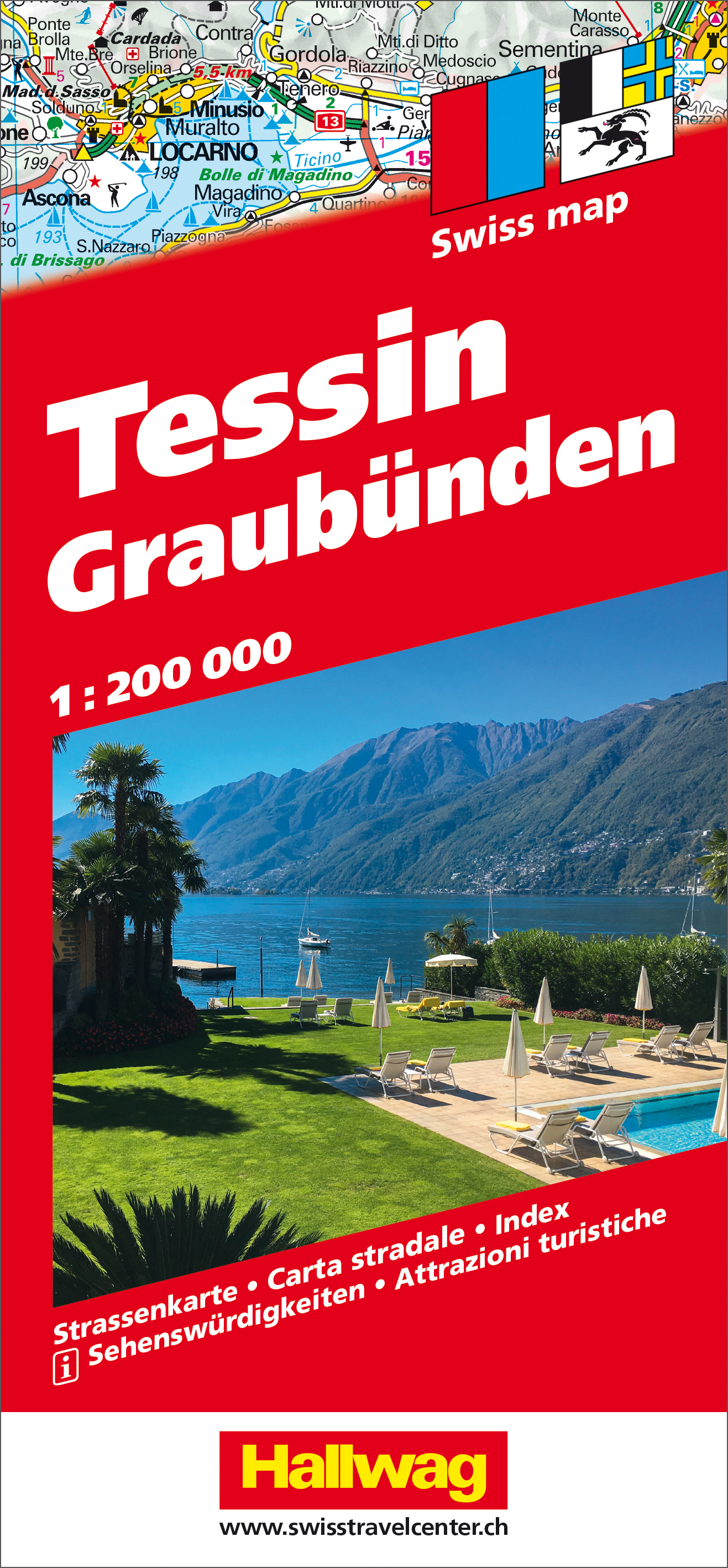 Wegenkaart - landkaart Tessin - Gra…