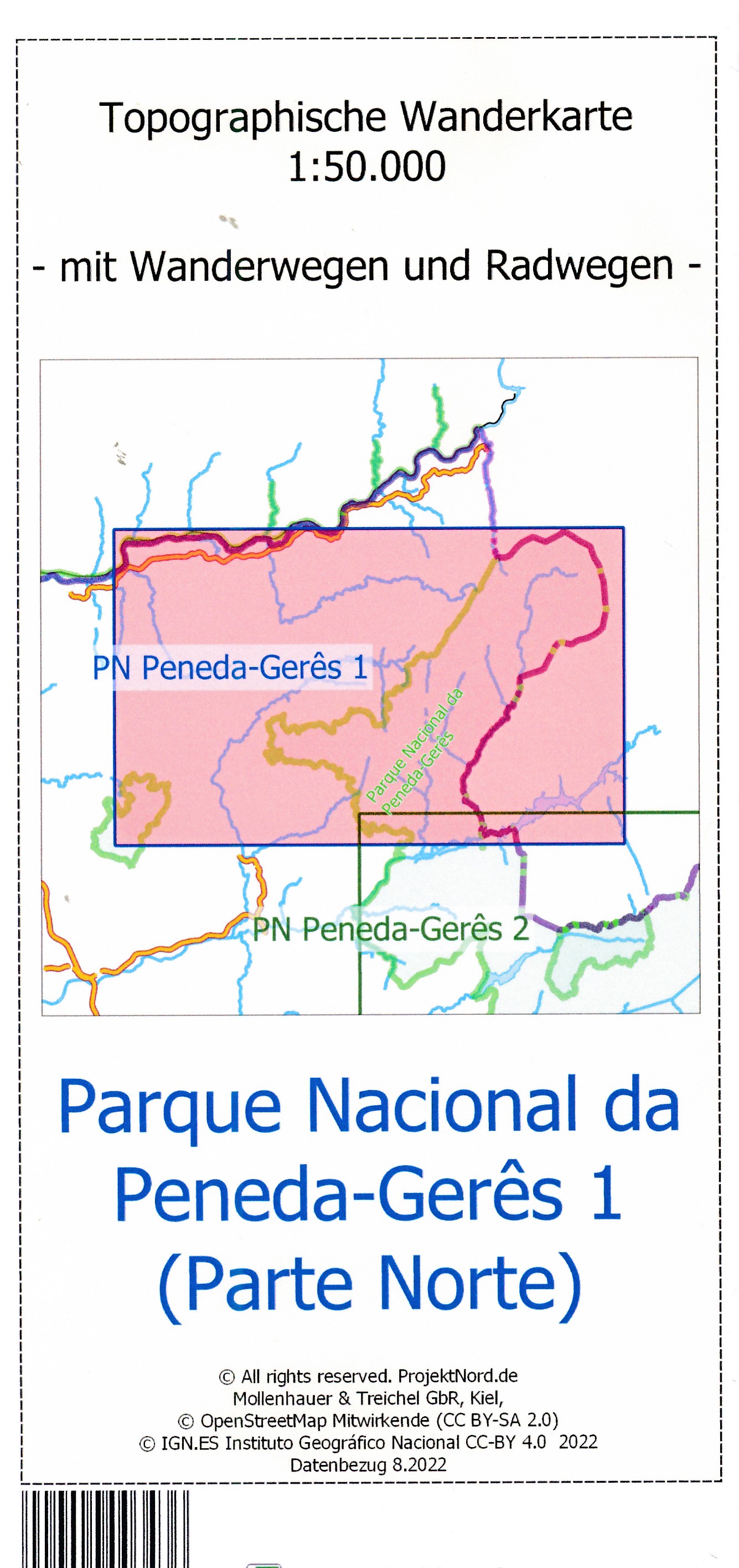 Online bestellen: Wandelkaart 1 Peneda-Geres Norte | Projekt Nord