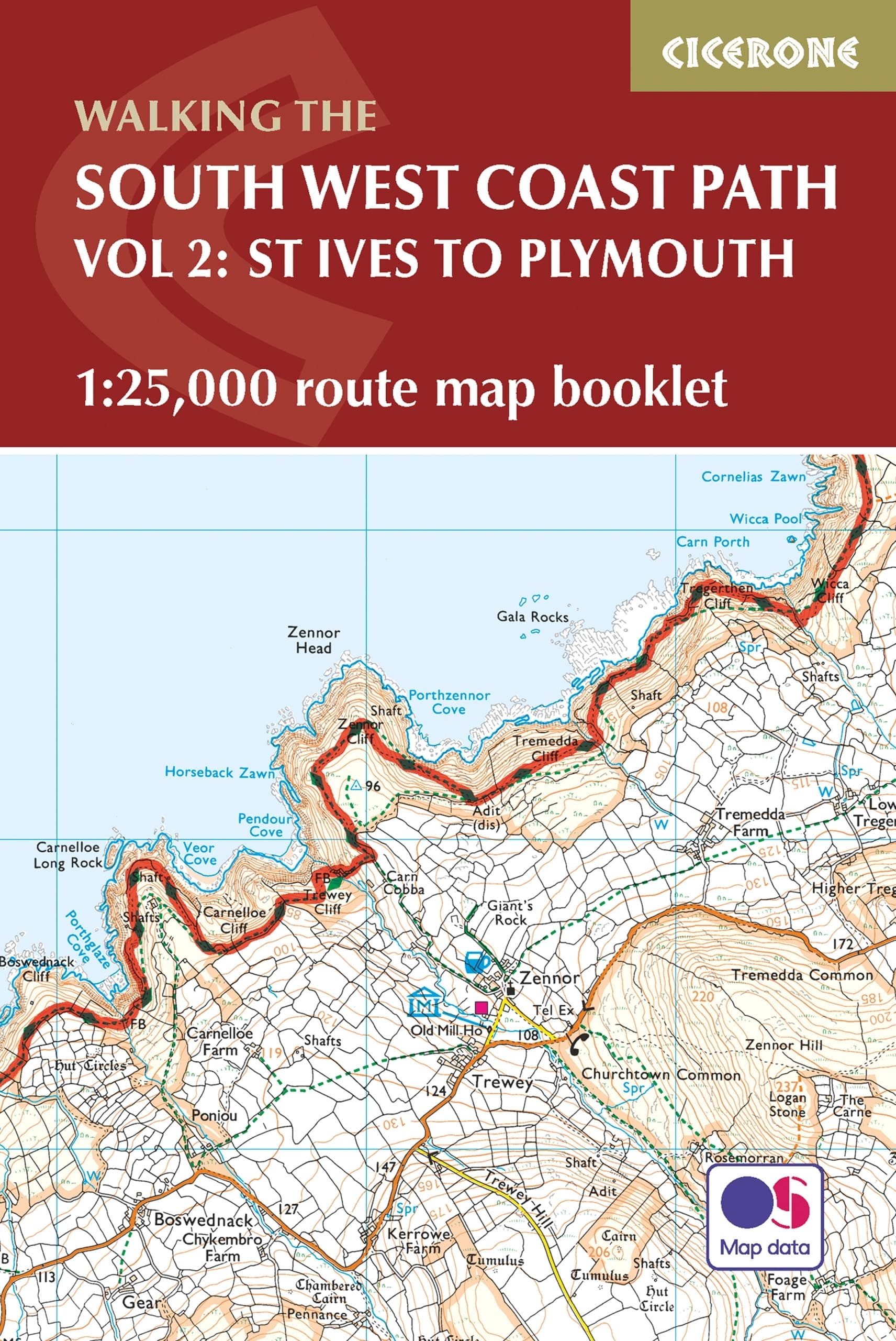 Online bestellen: Wandelatlas South West Coast Path - Vol 2: St Ives to Plymouth | Cicerone