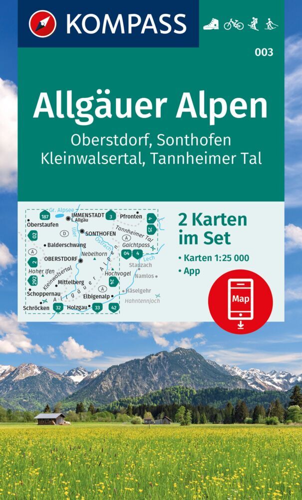 Online bestellen: Wandelkaart 003 Allgäuer Alpen - Kleinwalsertal | Kompass