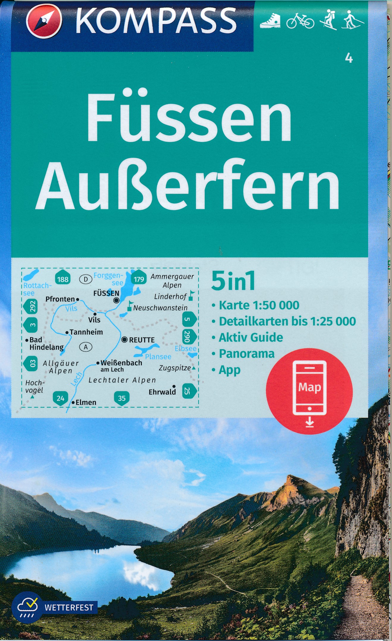 Online bestellen: Wandelkaart 4 Füssen - Ausserfern | Kompass