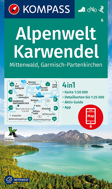 Online bestellen: Wandelkaart 6 Alpenwelt - Karwendel | Kompass