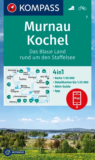 Online bestellen: Wandelkaart 7 Murnau - Kochel | Kompass