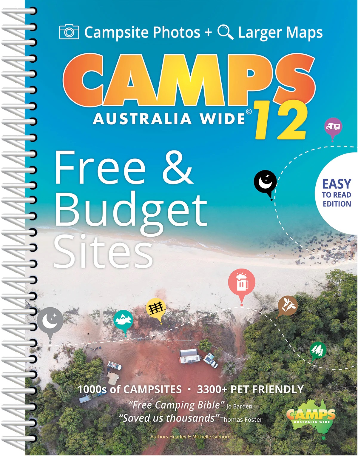 Online bestellen: Campergids Camps 12 Free Camping Guide Easy to Read with Photos Spiral Bound (B4) | Camps Australia Wide