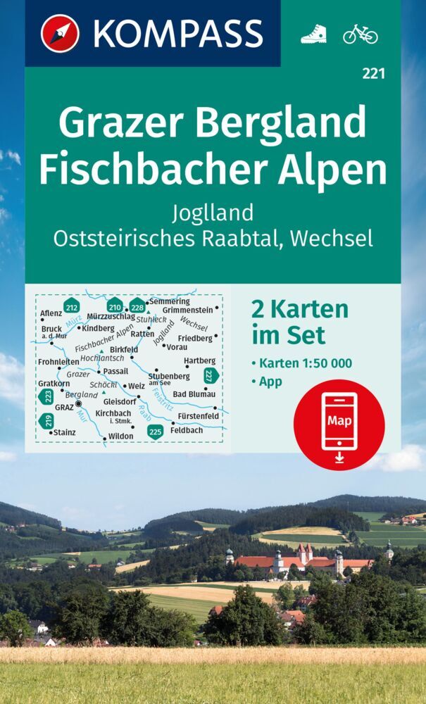 Online bestellen: Wandelkaart 221 Grazer Bergland - Fischbacher Alpen | Kompass