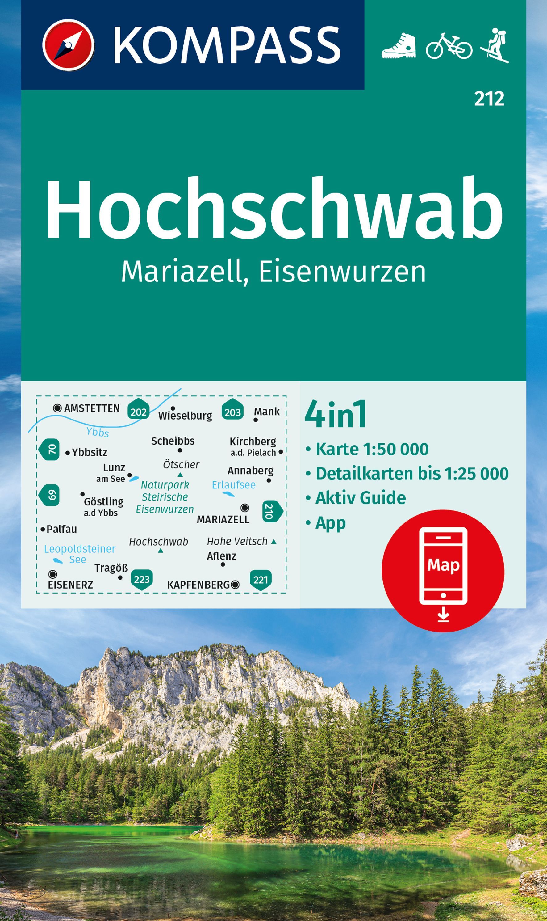 Online bestellen: Wandelkaart 212 Hochschwab | Kompass
