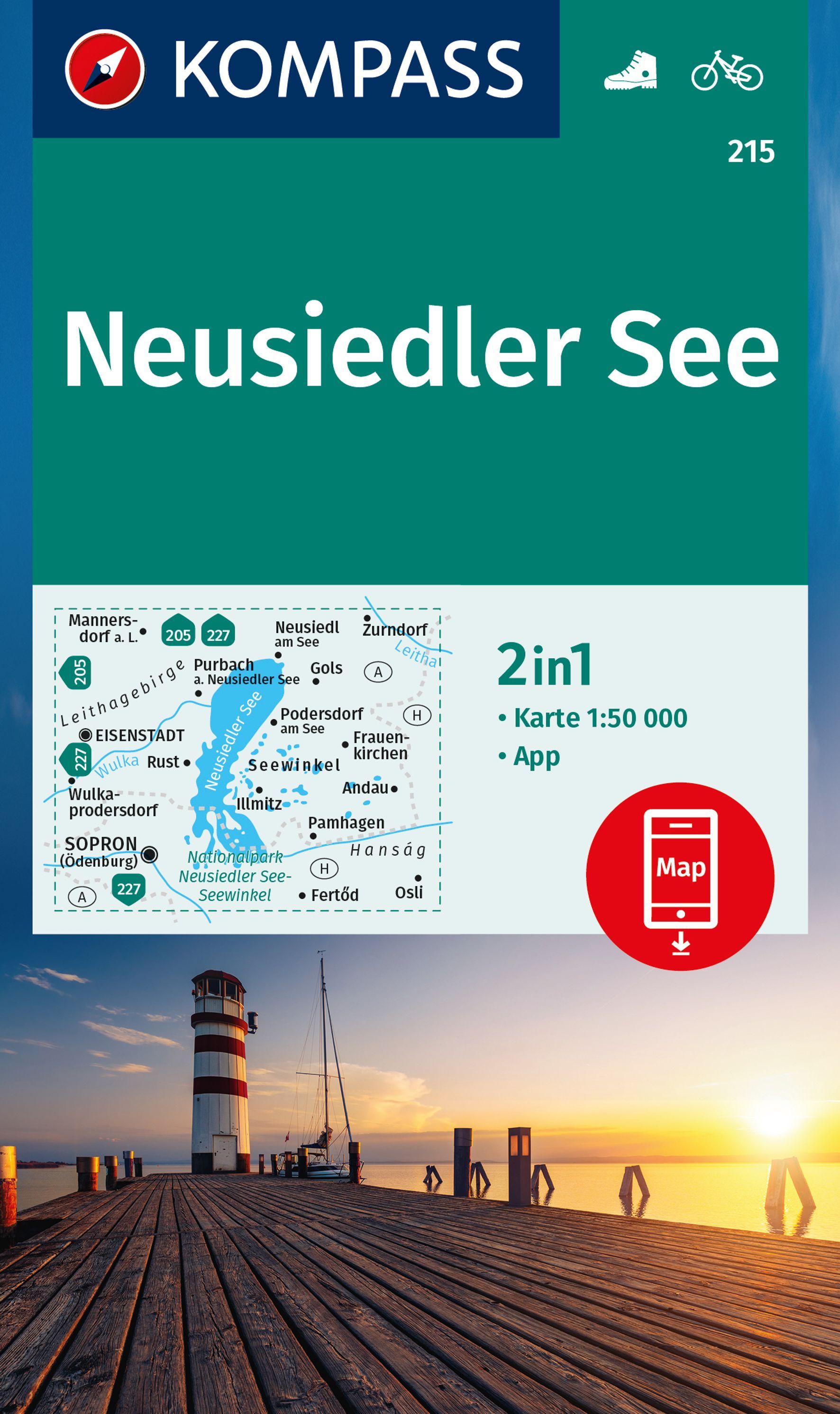 Online bestellen: Wandelkaart 215 Neusiedler See | Kompass