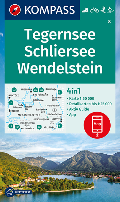Online bestellen: Wandelkaart 8 Tegernsee - Schliersee - Wendelstein | Kompass