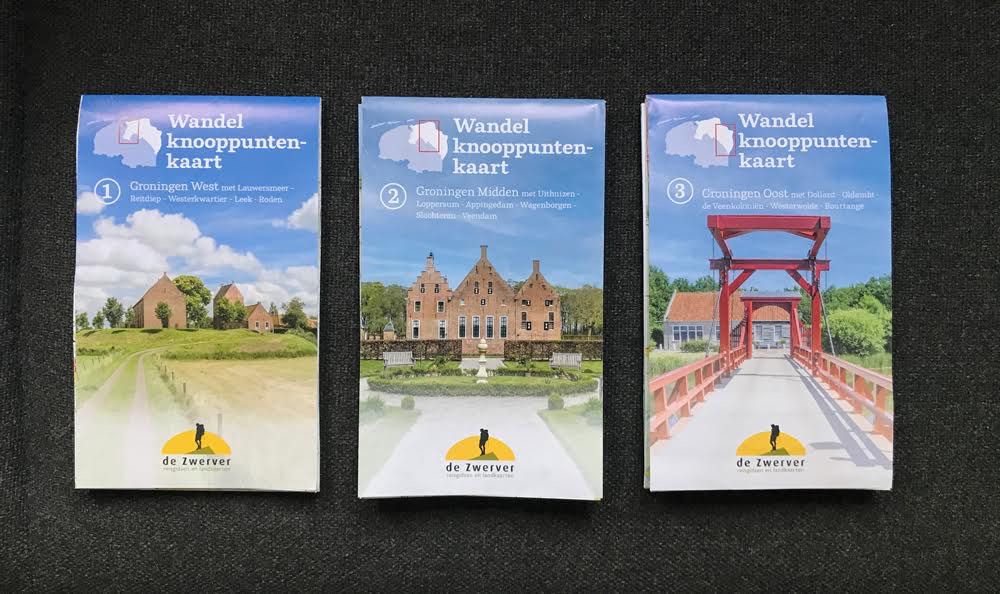 Online bestellen: Wandelknooppuntenkaart - Wandelkaart Groningen provincie west - midden - oost (3 kaarten) | Reisboekwinkel de Zwerver