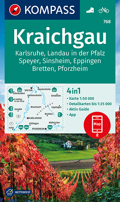 Online bestellen: Wandelkaart 768 Kraichgau | Kompass