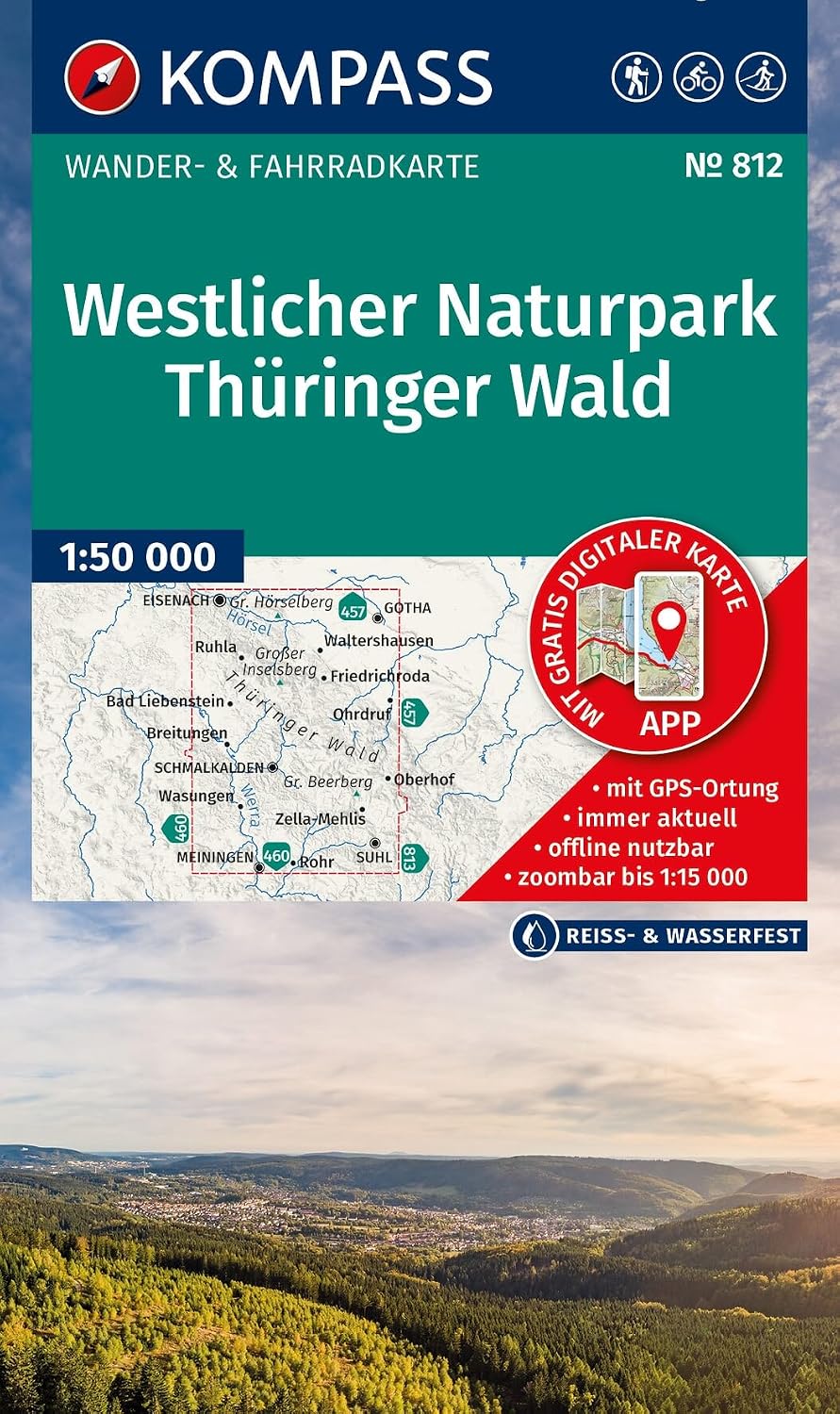 Wandelkaart 812 Westlicher Naturpark Thüringer Wald | Kompass