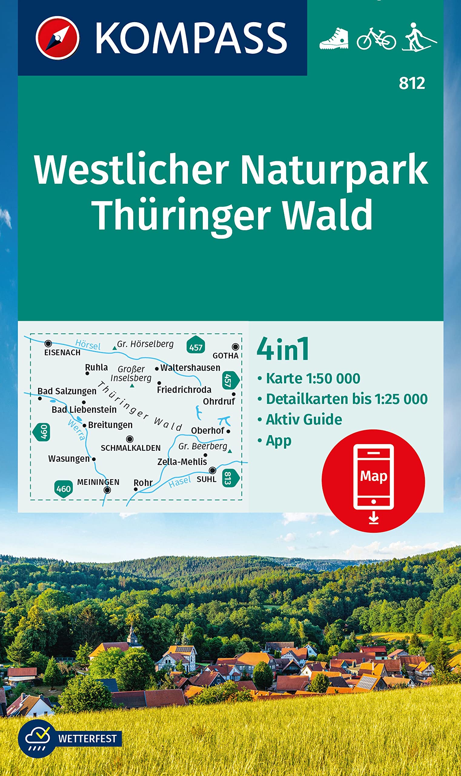 Online bestellen: Wandelkaart 812 Westlicher Naturpark Thüringer Wald | Kompass