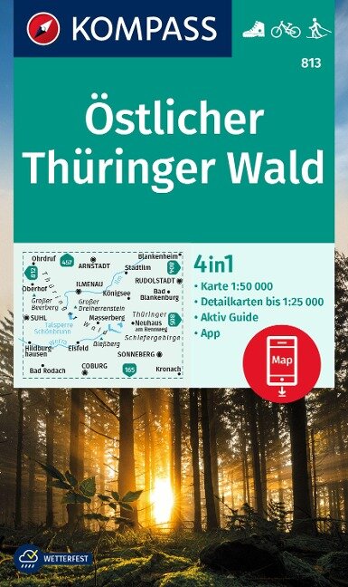 Online bestellen: Wandelkaart 813 Östlicher Thüringer Wald | Kompass