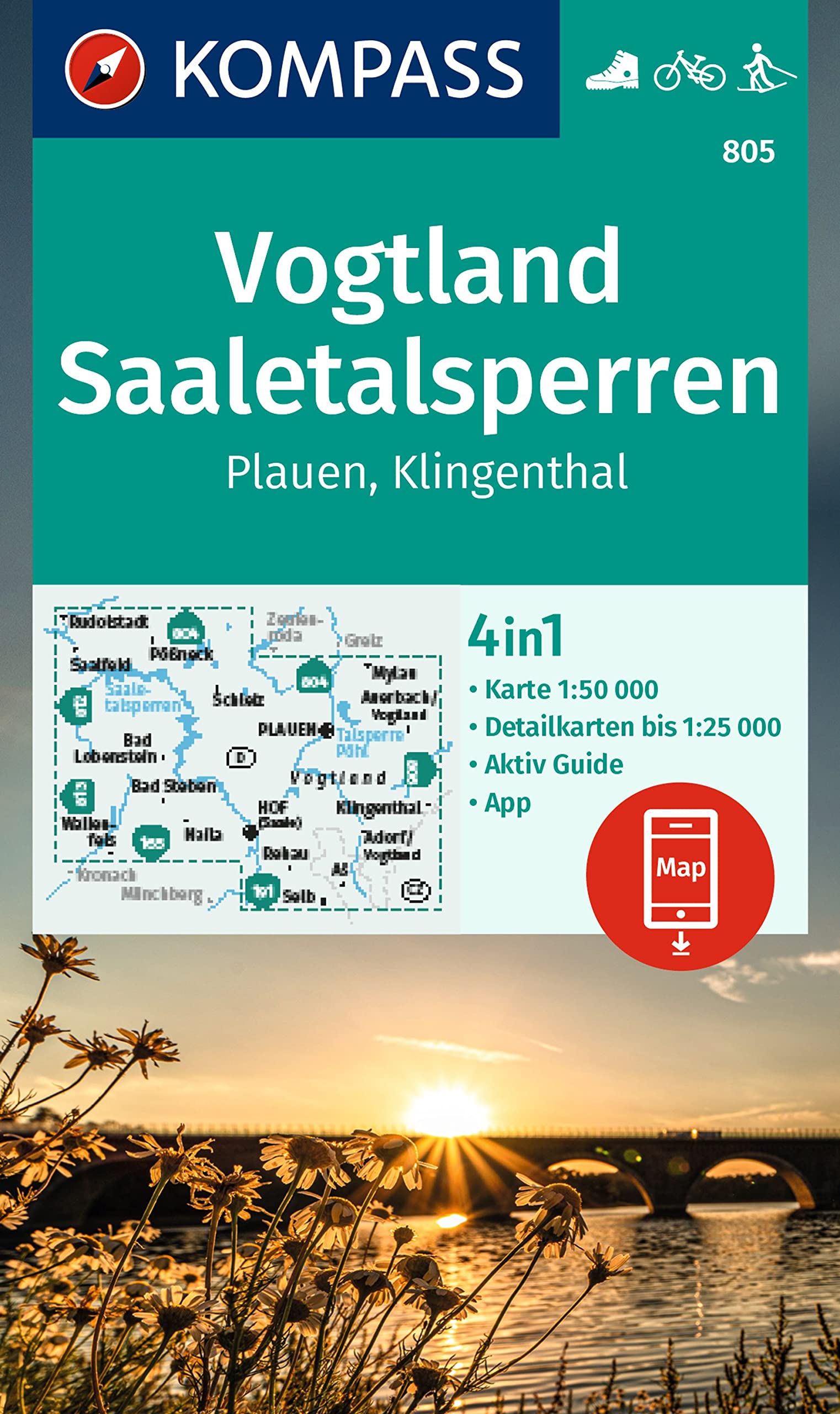 Online bestellen: Wandelkaart 805 Vogtland - Saaletalsperren | Kompass