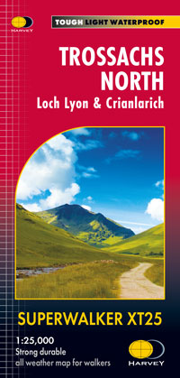 Online bestellen: Wandelkaart Trossachs Noord / Loch Lyon / Crianlarich | Harvey Maps