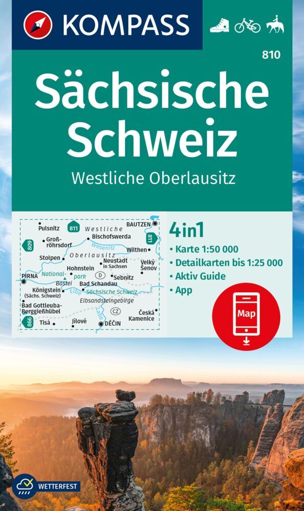 Online bestellen: Wandelkaart 810 Sächsische Schweiz | Kompass