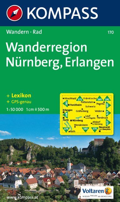 Online bestellen: Wandelkaart 170 Wanderregion Nürnberg - Erlangen | Kompass