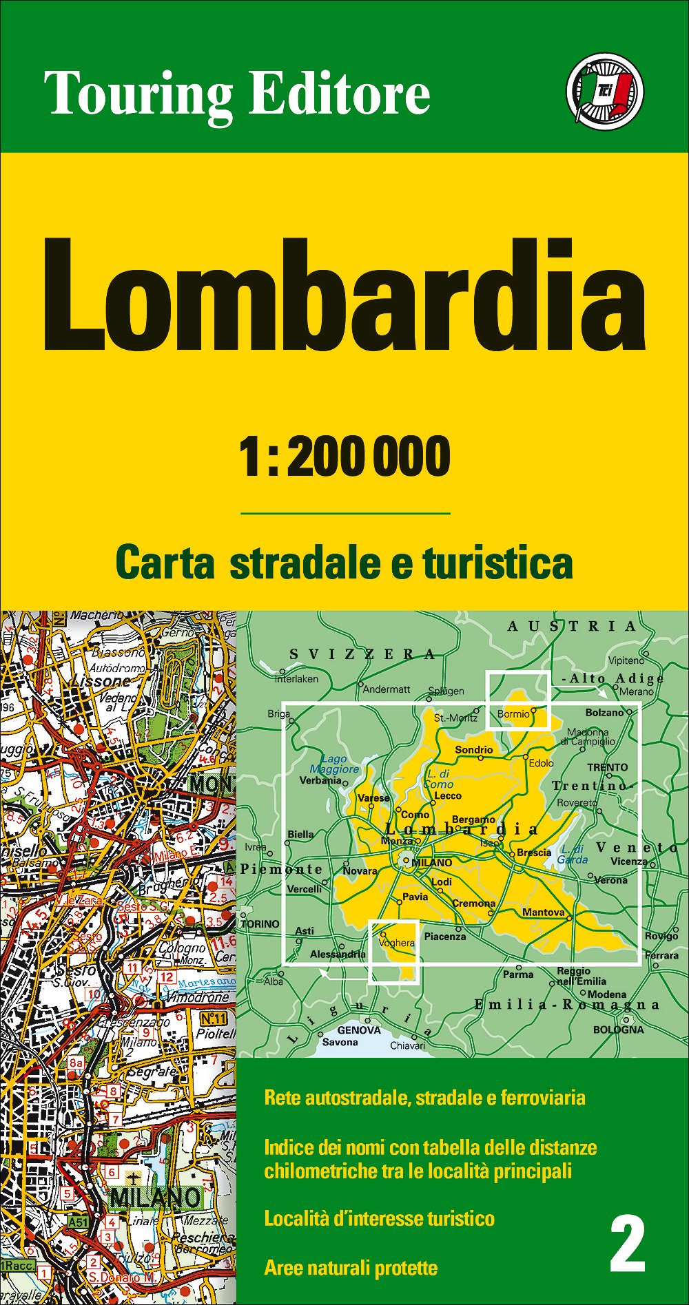 Online bestellen: Fietskaart - Wegenkaart - landkaart 02 Lombardia- Lombardije | Touring Club Italiano