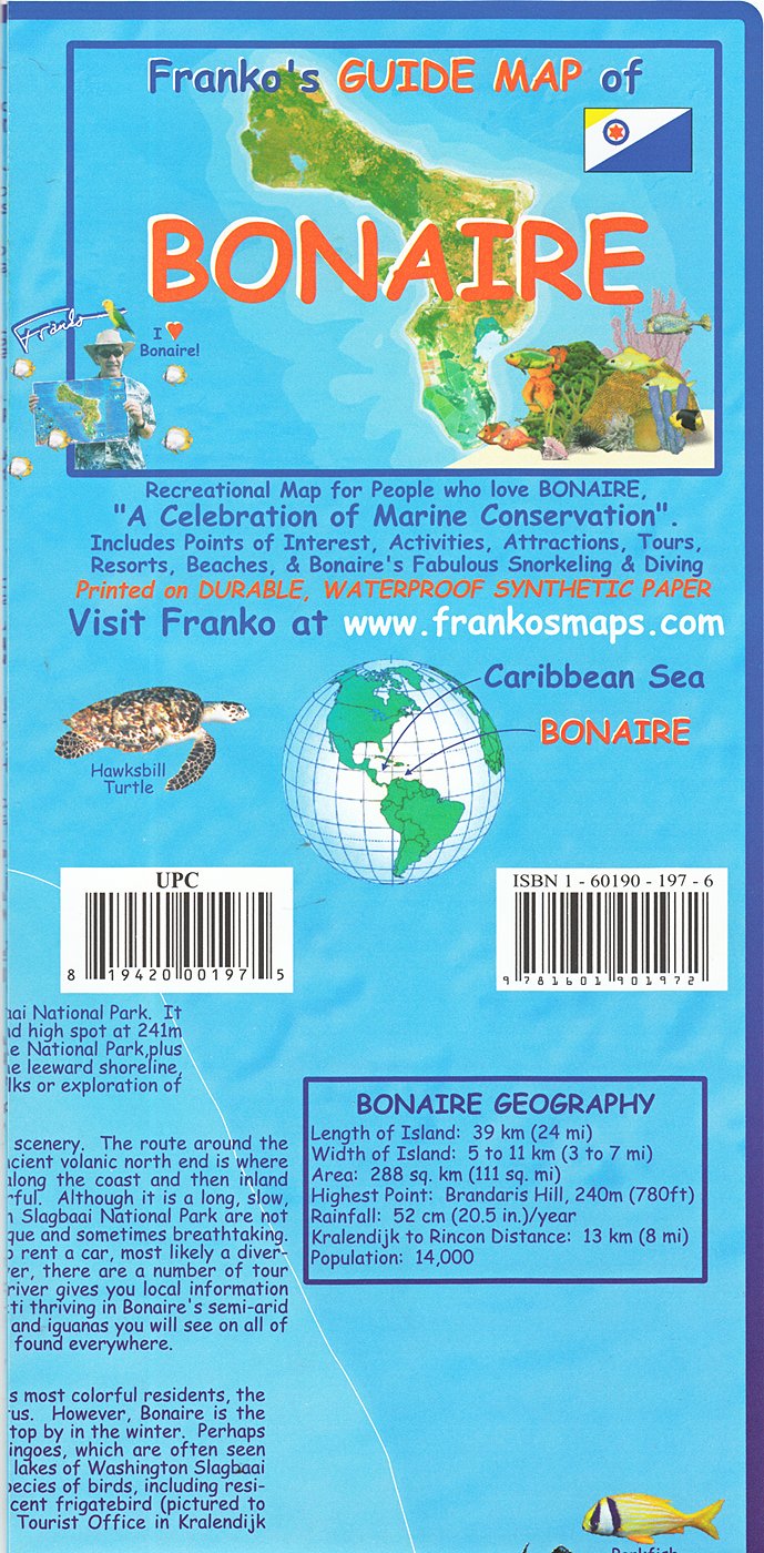 Online bestellen: Waterkaart Franko's Guide map of Bonaire | Franko Maps