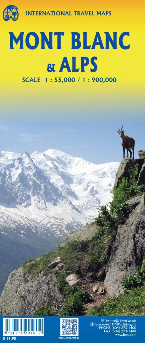 Online bestellen: Wegenkaart - landkaart Mont Blanc & Alpen | ITMB