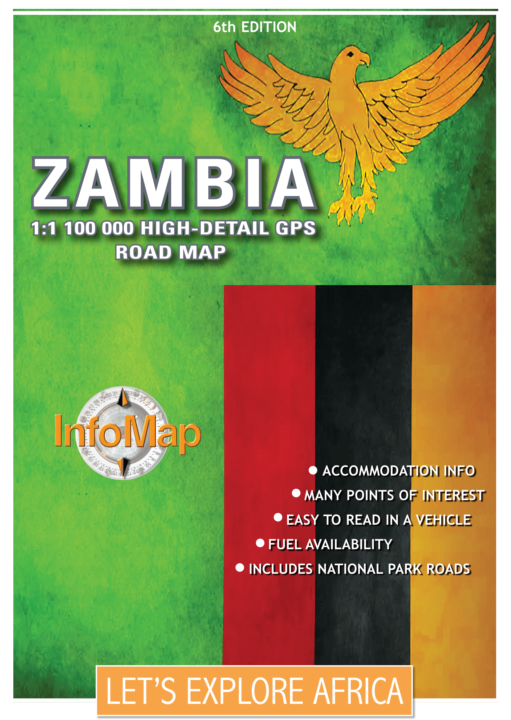 Online bestellen: Wegenkaart - landkaart Zambia | Infomap
