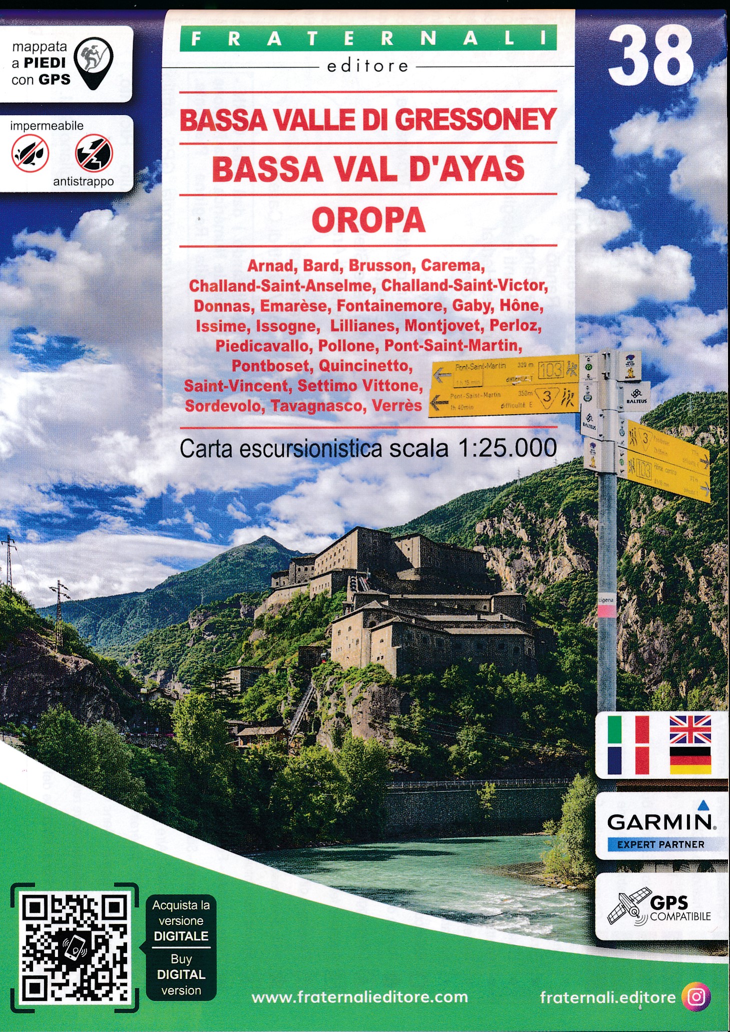 Online bestellen: Wandelkaart 38 Bassa Valle di Gressoney | Fraternali Editore