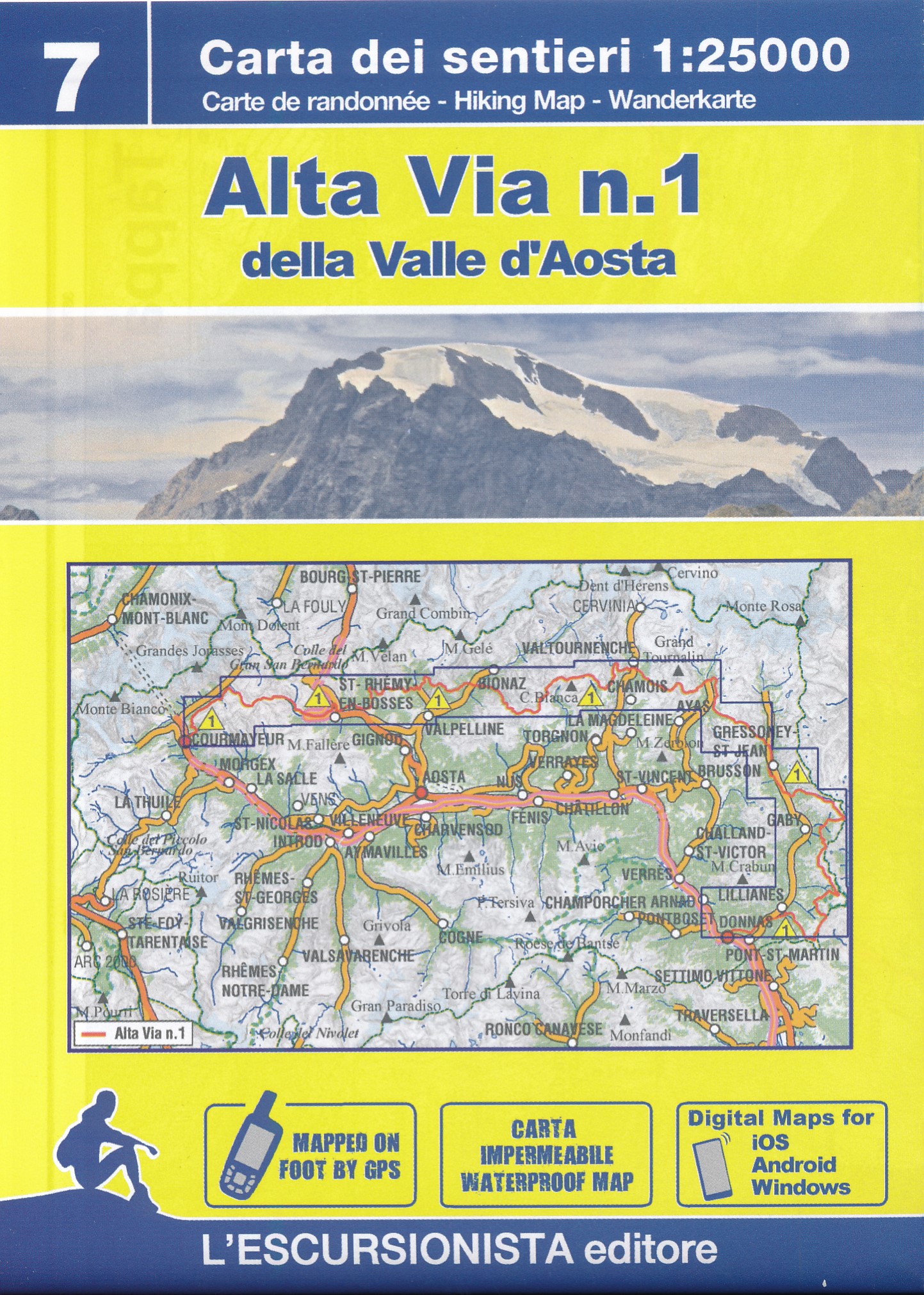 Online bestellen: Wandelkaart 7 Alta Via 1 della Valle d'Aosta - gids en kaart | L'Escursionista editore