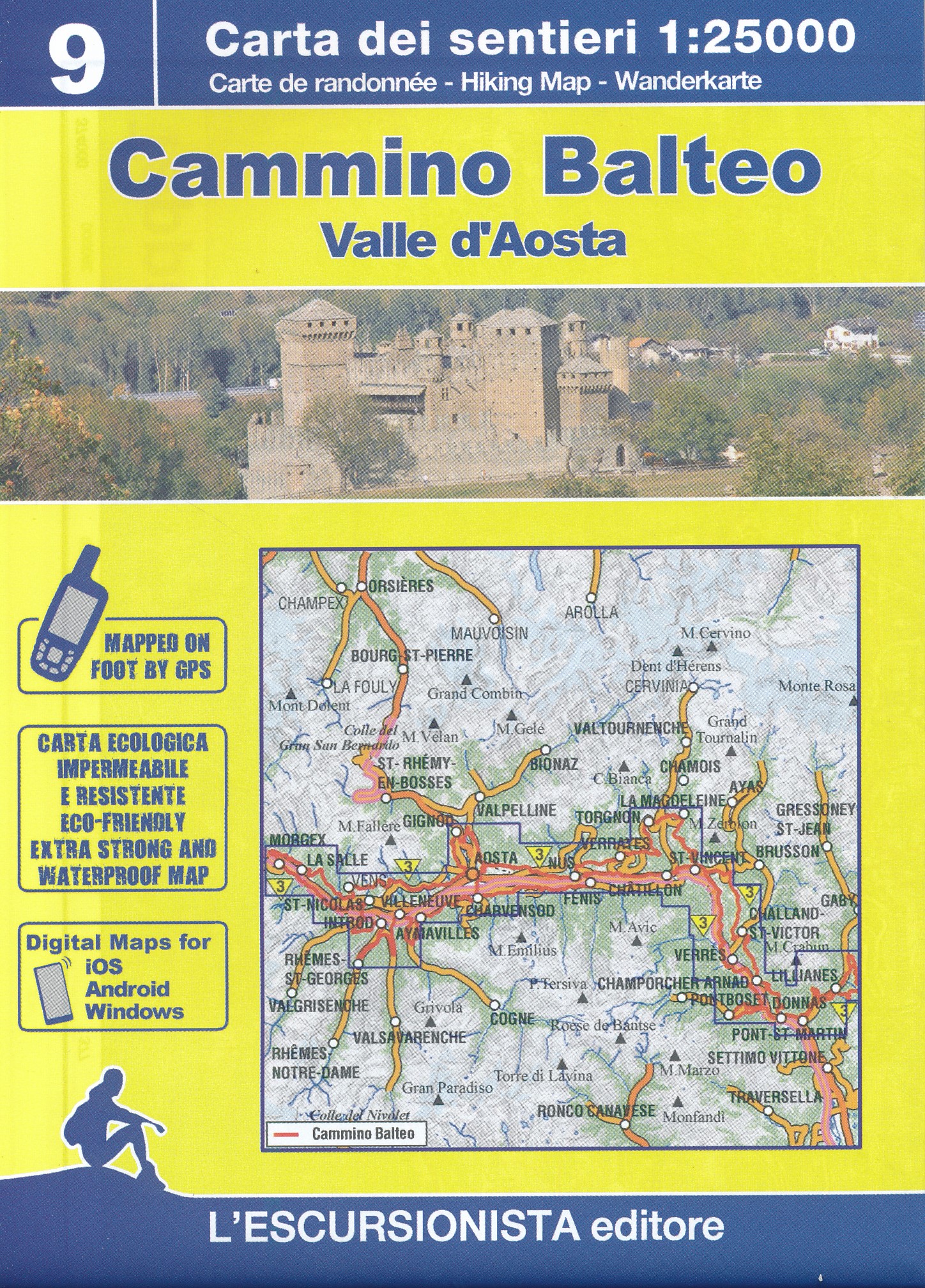 Online bestellen: Wandelkaart 9 Cammino Balteo Valle d'Aosta gids en kaart | L'Escursionista editore