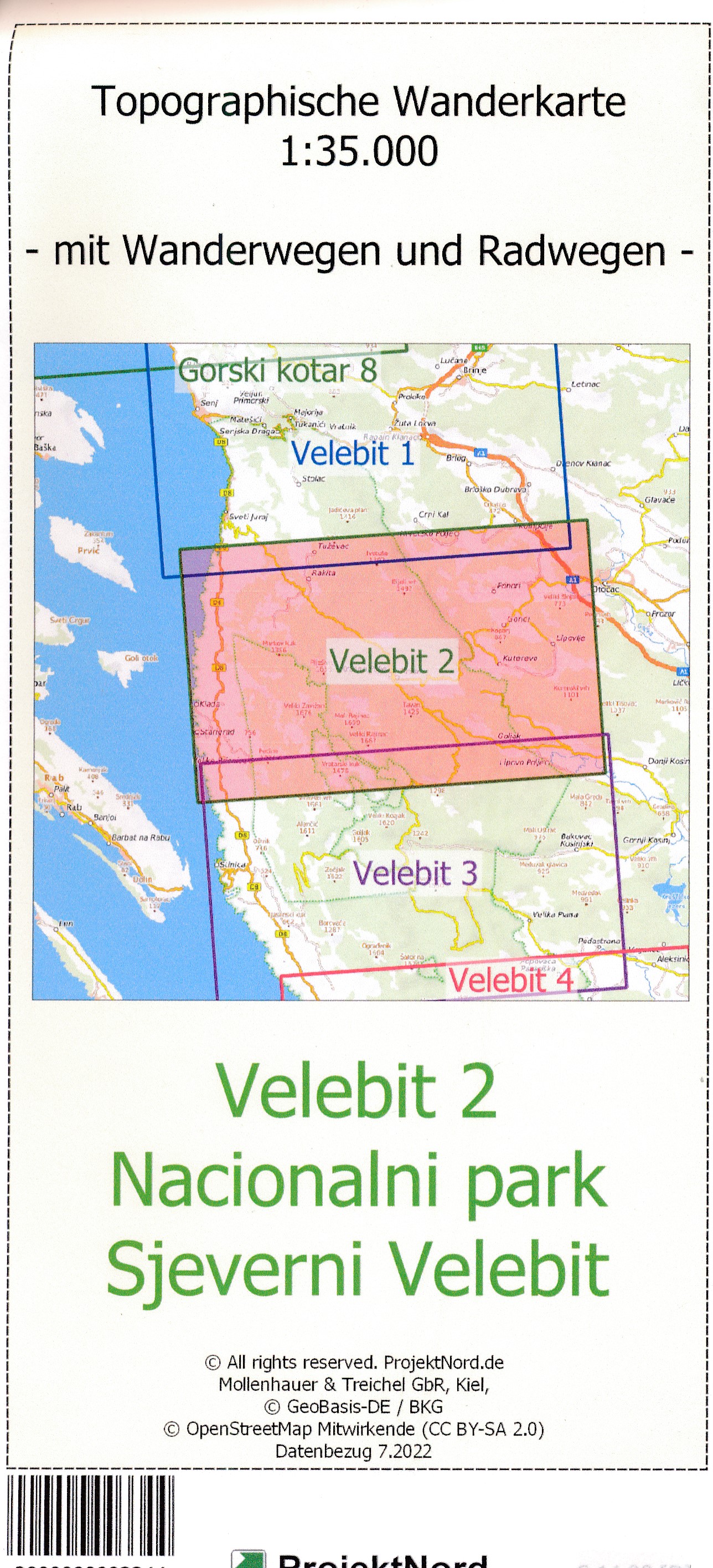 Online bestellen: Wandelkaart Velebit 2 - Nationalpark Nördlicher Velebit | Projekt Nord