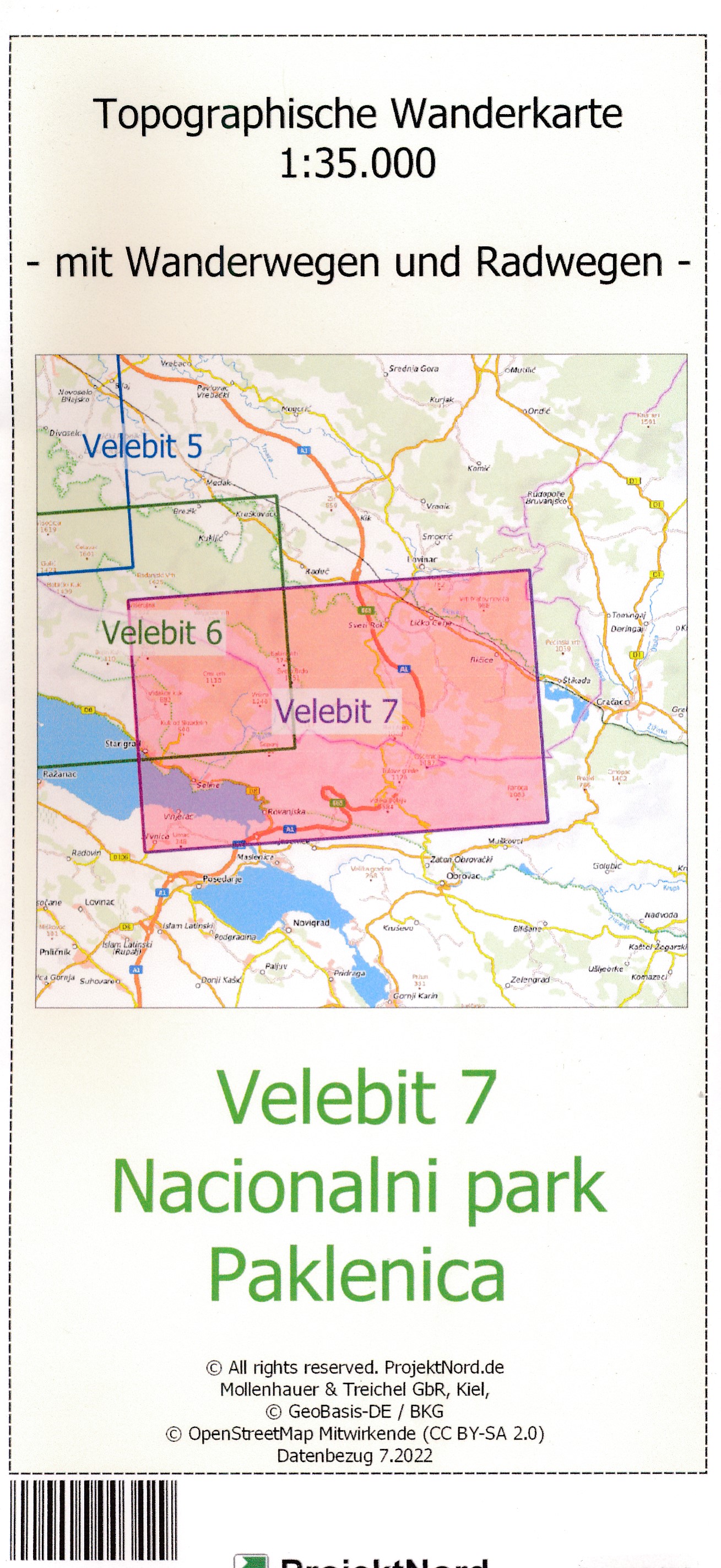 Online bestellen: Wandelkaart Velebit 7 - Nacionalni park Paklenica | Projekt Nord