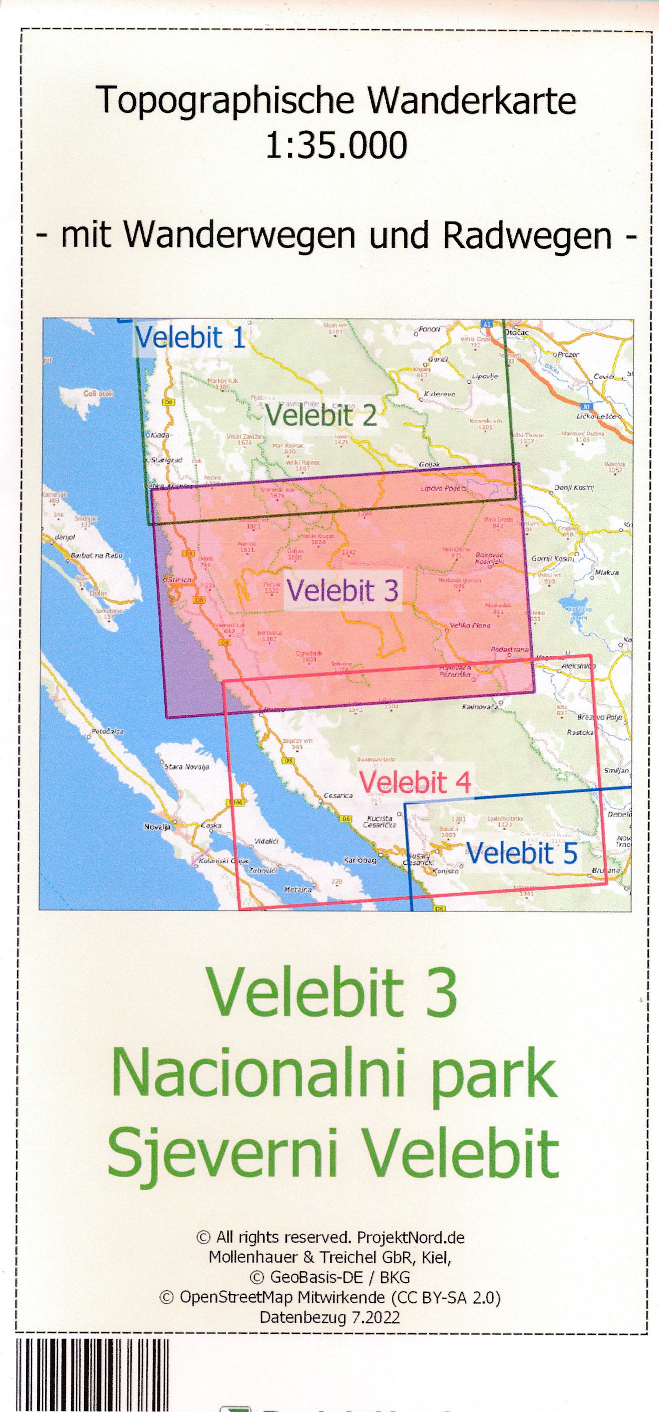 Online bestellen: Wandelkaart Velebit 3 - Nationalpark Nördlicher Velebit | Projekt Nord
