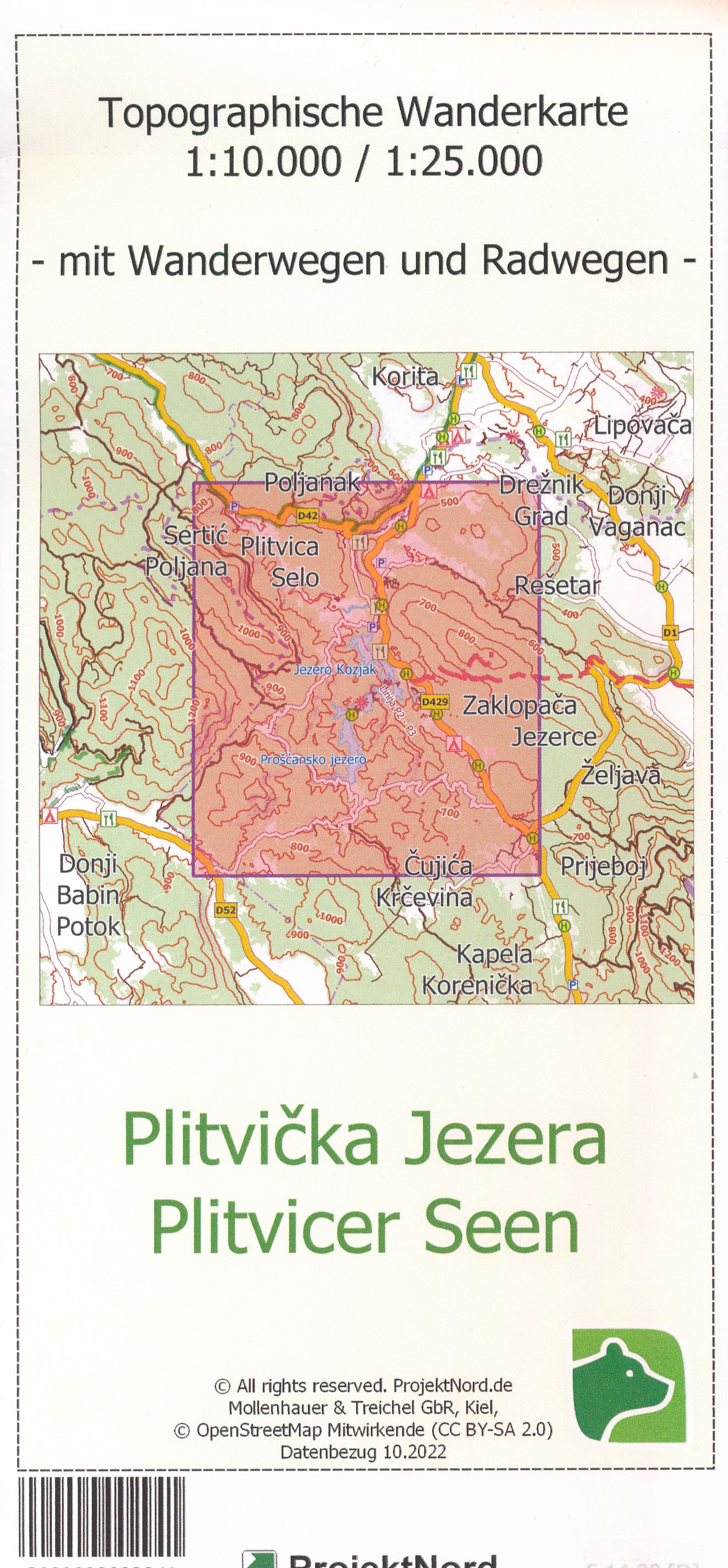 Online bestellen: Wandelkaart Plitvicer Seen - meren van Plitvice | Projekt Nord