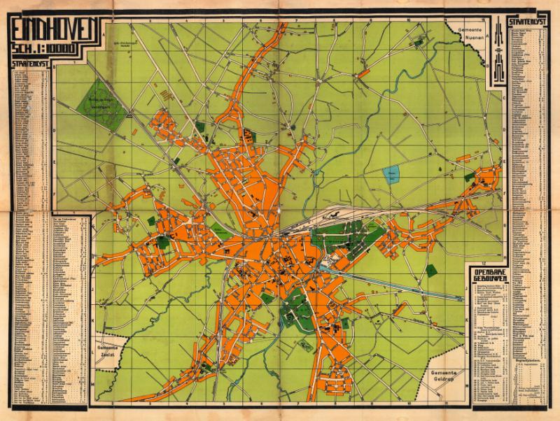 Historische Kaart - Topografische kaart Stadsplattegrond Eindhoven 1925 | Lecturis de zwerver