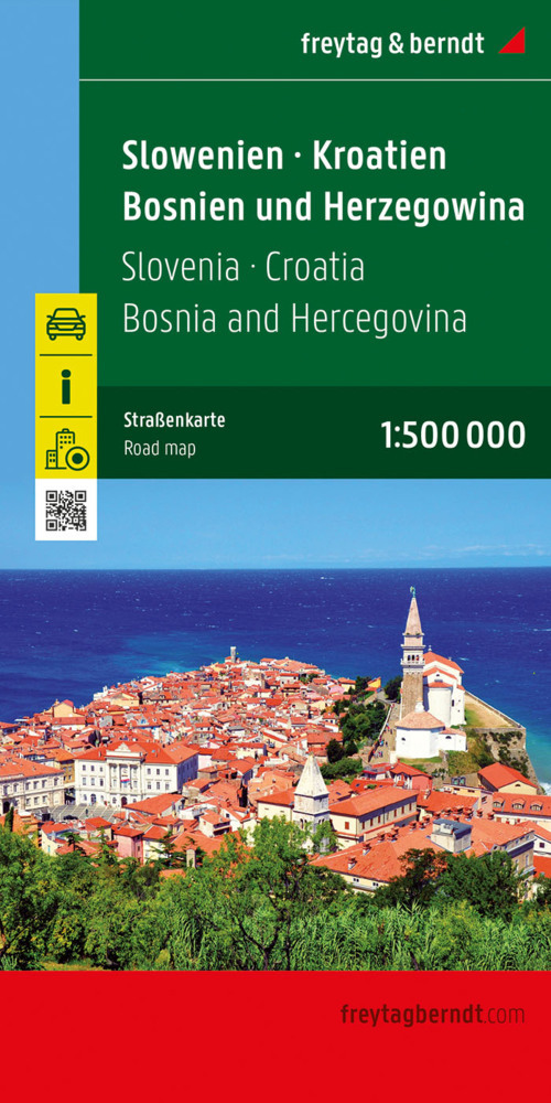 Online bestellen: Wegenkaart - landkaart Slovenië - Kroatië - Bosnië - Herzogovina | Freytag & Berndt