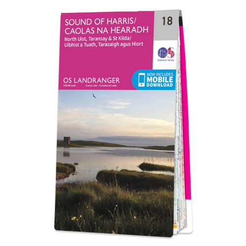 Online bestellen: Wandelkaart - Topografische kaart 018 Landranger Sound of Harris, North Uist, Taransay & St Kilda | Ordnance Survey