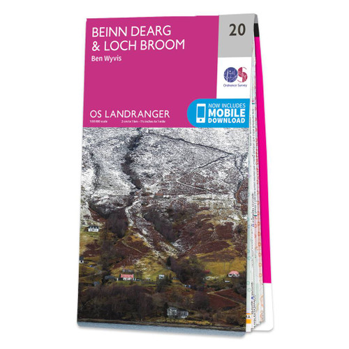Online bestellen: Wandelkaart - Topografische kaart 020 Landranger Beinn Dearg & Loch Broom, Ben Wyvis | Ordnance Survey