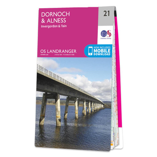 Online bestellen: Wandelkaart - Topografische kaart 021 Landranger Dornoch & Alness, Invergordon & Tain | Ordnance Survey