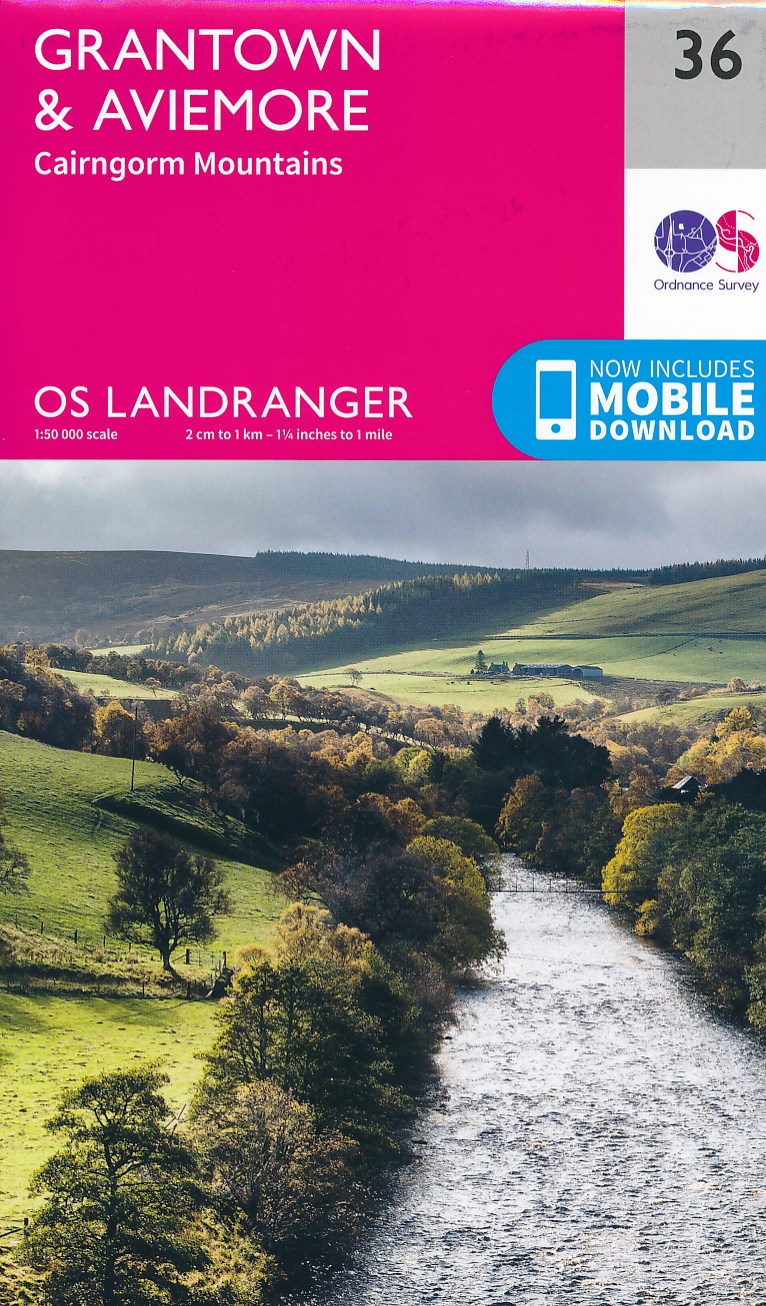 Online bestellen: Wandelkaart - Topografische kaart 036 Landranger Grantown & Aviemore, Cairngorm Mountains | Ordnance Survey