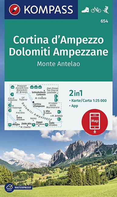 Online bestellen: Wandelkaart 654 Cortina d'Ampezzo - Dolomiti Ampezzane | Kompass
