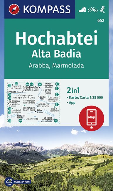 Online bestellen: Wandelkaart 652 Hochabtei - Alta Badia | Kompass